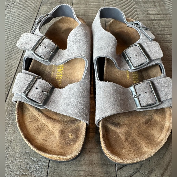 Birkenstock Milano Suede Gray Strap Sandals Women’s Size 39 (8-8.5) - Picture 7 of 16